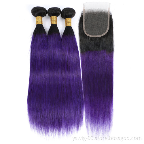 XCCOCO Human Hair Bundles Mixed Color 1B Purple# Color Human Hair Weave For Black Woman